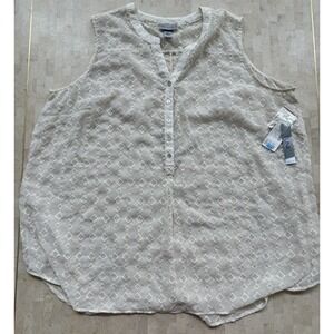CATHERINES Womens Sheer Embroidered Geometric Flowy Tank Top Boho Sz 4X Plus NWT